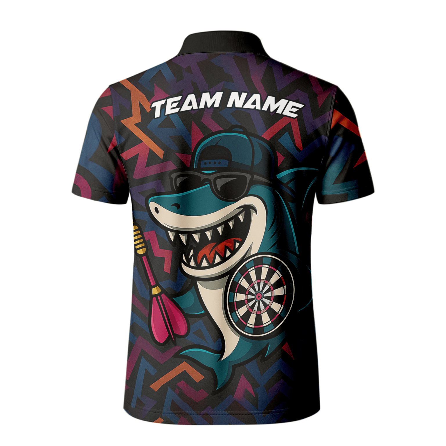 Personalized Cool Shark Darts Mode On Polo Shirt Black Multi-color For Men X0845 additional image 3