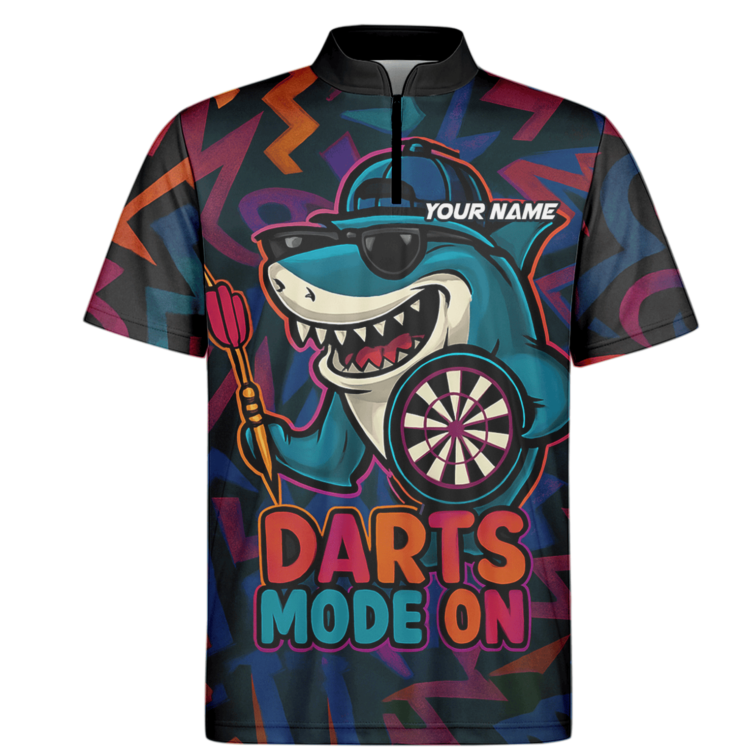 Personalized Cool Shark Darts Mode On Polo Shirt Black Multi-color For Men X0845 additional image 6