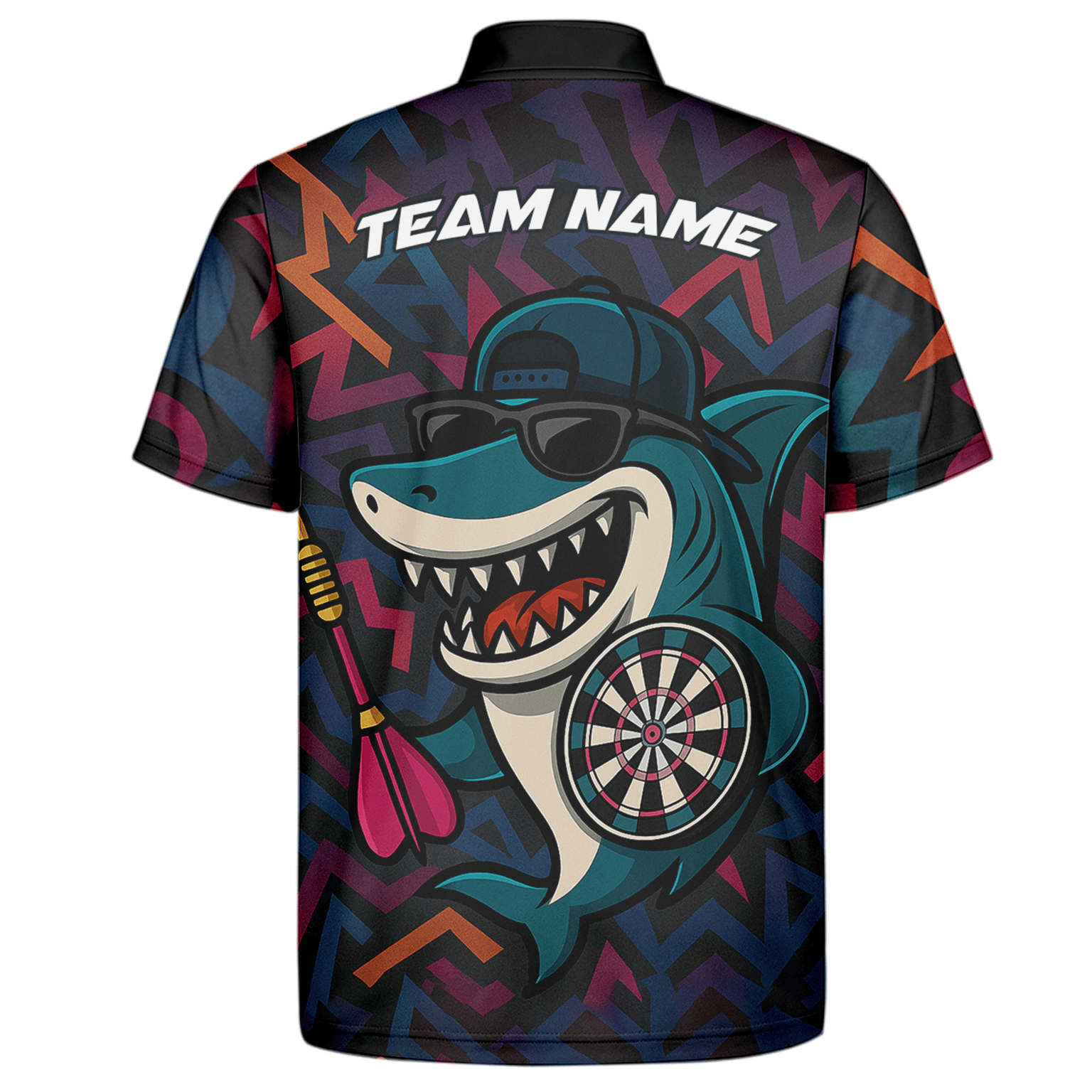 Personalized Cool Shark Darts Mode On Polo Shirt Black Multi-color For Men X0845 additional image 7