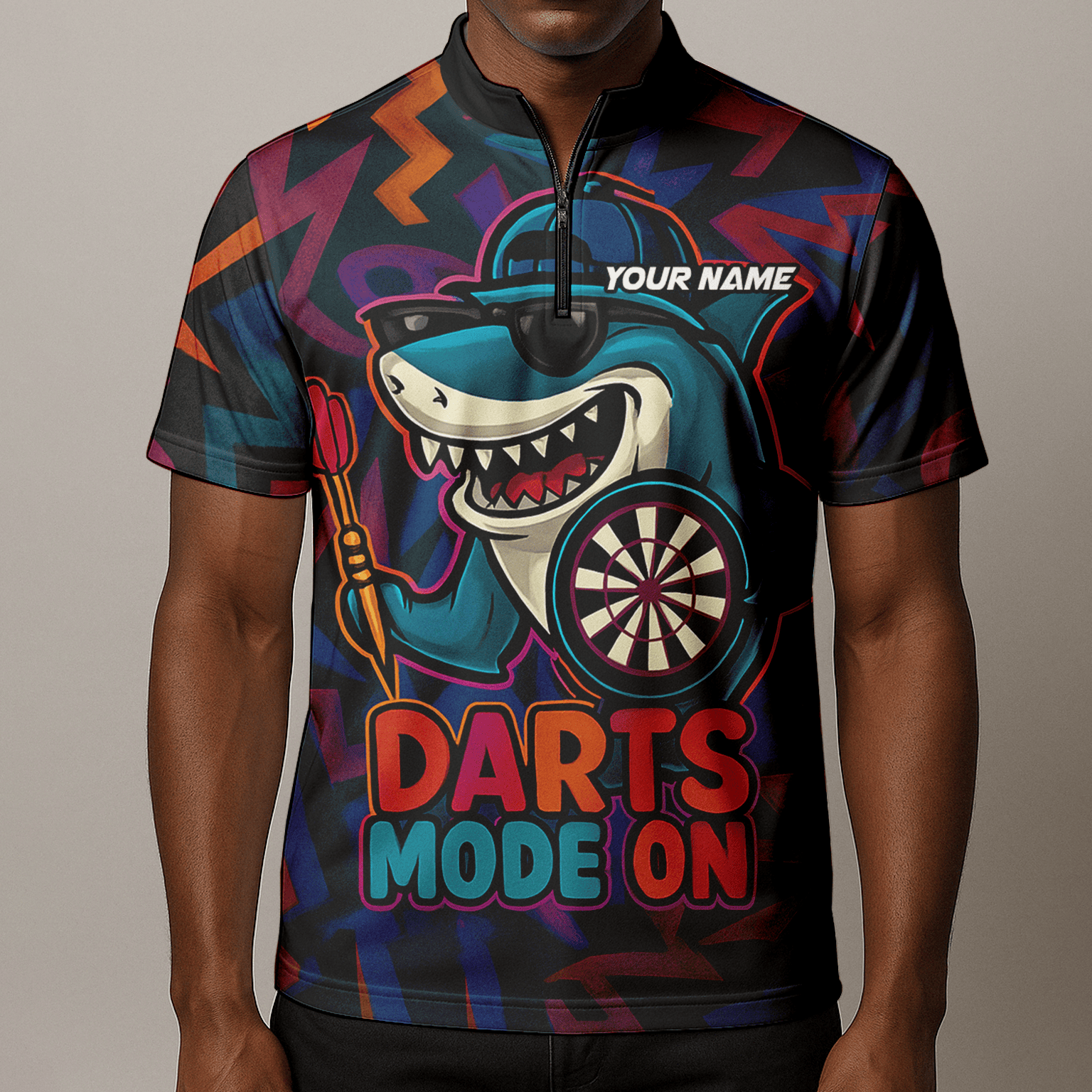 Personalized Cool Shark Darts Mode On Polo Shirt Black Multi-color For Men X0845 additional image 8