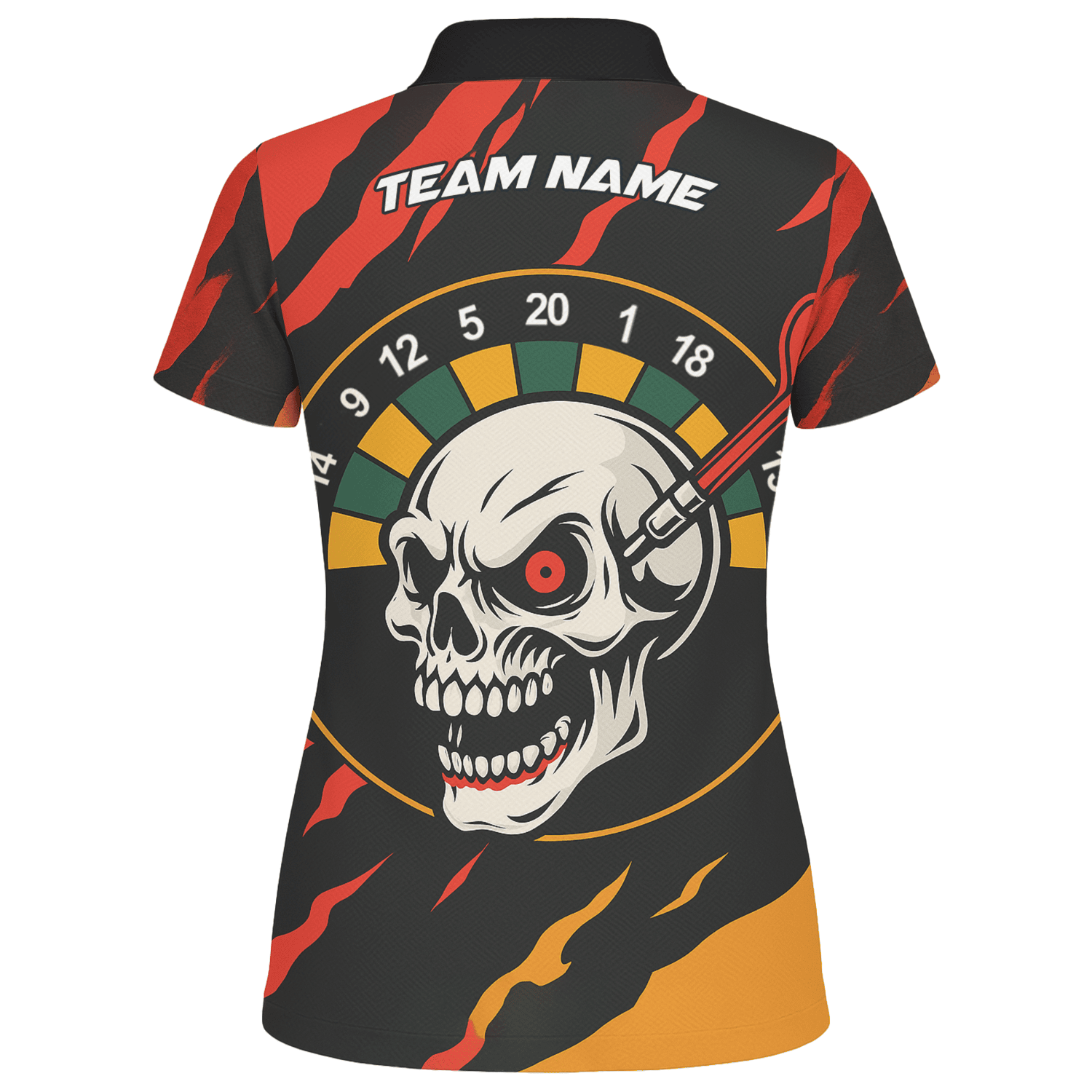 Personalized Skull Darts Polo Shirt Red Black Fire Flame Custom Jersey For Women E0172 additional image 2