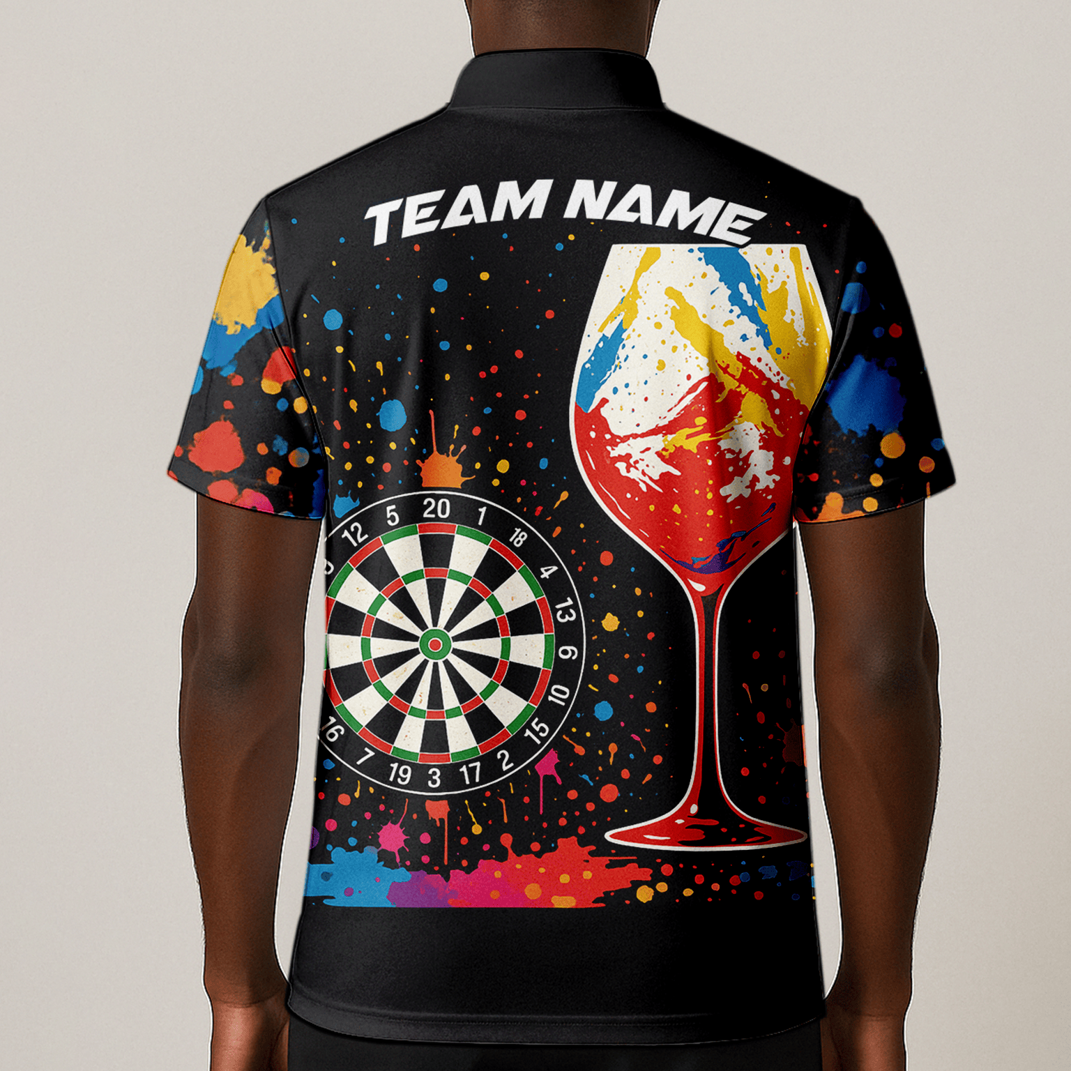 Personalized Colorful Paint Splatter Wine Glass Dart Polo Shirt For Men Q0247 additional image 1