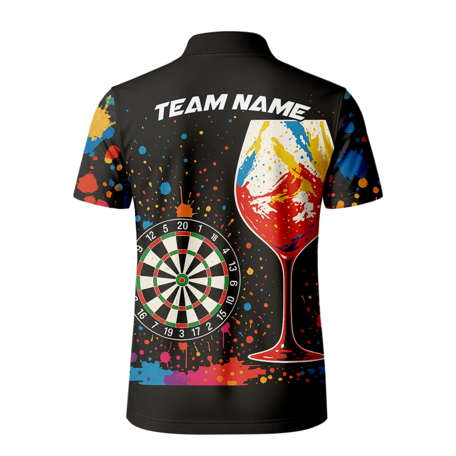 Personalized Colorful Paint Splatter Wine Glass Dart Polo Shirt For Men Q0247 additional image 3