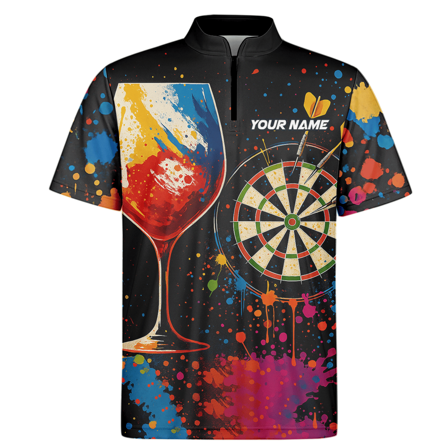 Personalized Colorful Paint Splatter Wine Glass Dart Polo Shirt For Men Q0247 additional image 6