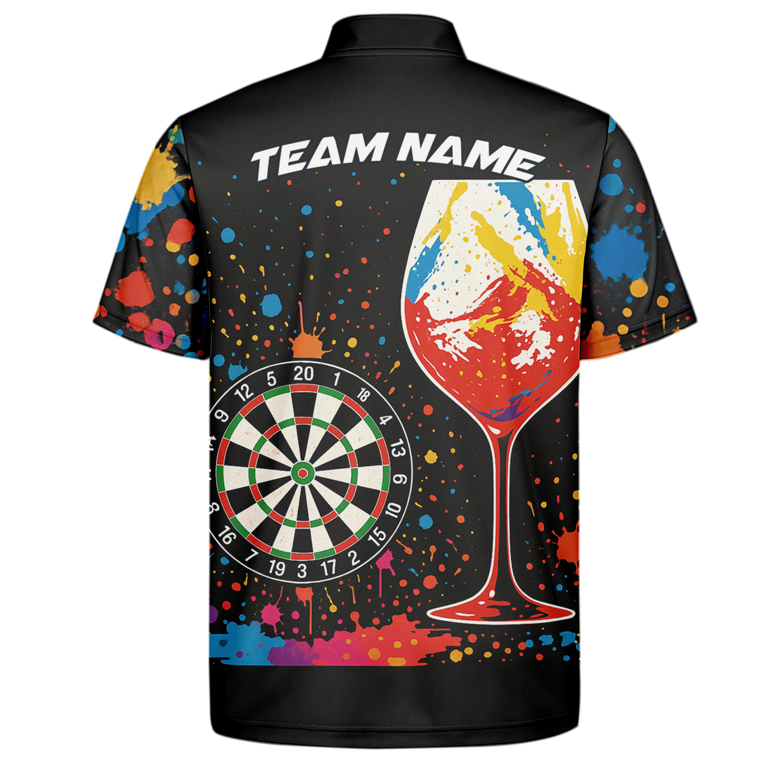 Personalized Colorful Paint Splatter Wine Glass Dart Polo Shirt For Men Q0247 additional image 7