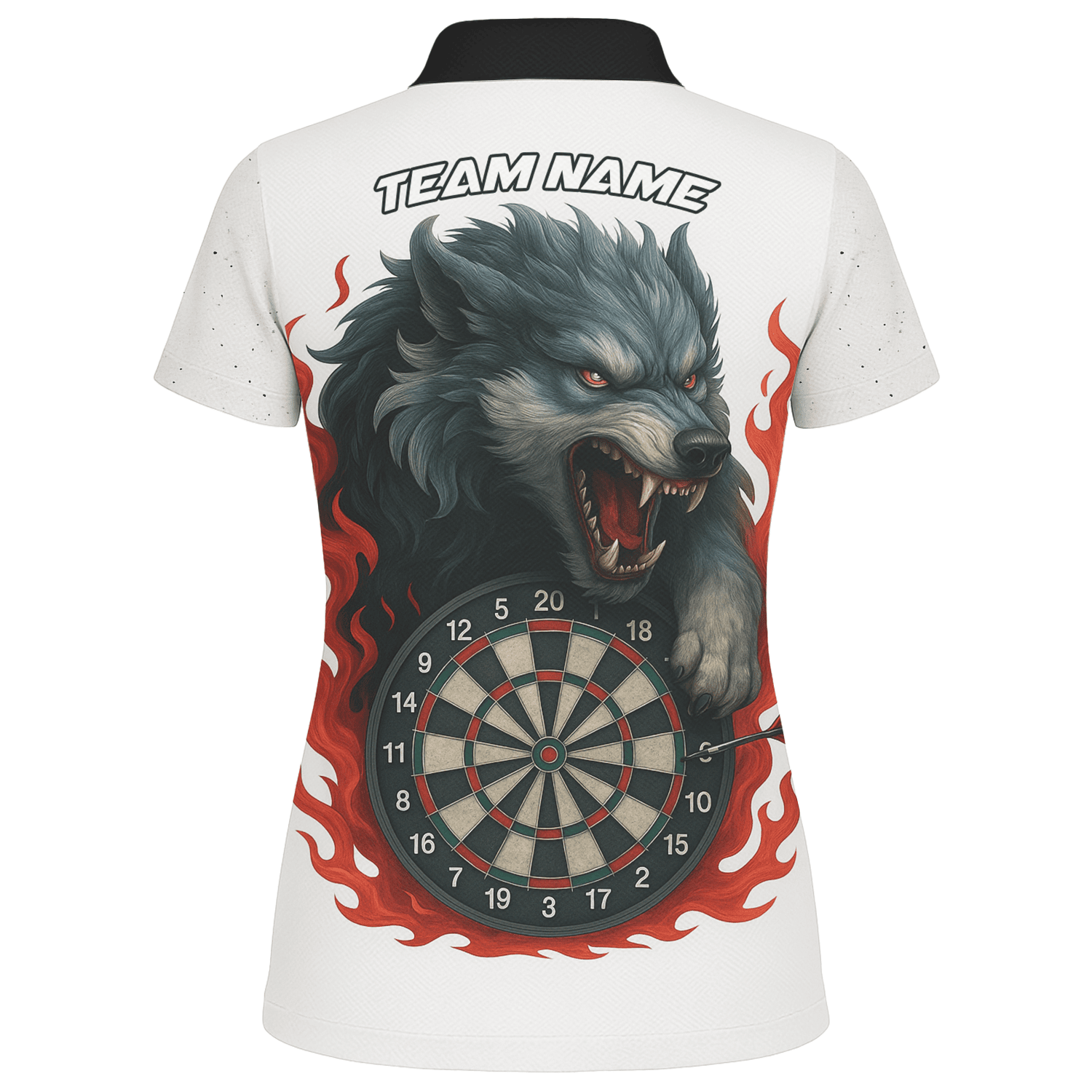 Personalized Roaring Wolf Fire Flame Dart Polo Shirt White For Women Z8408 additional image 2