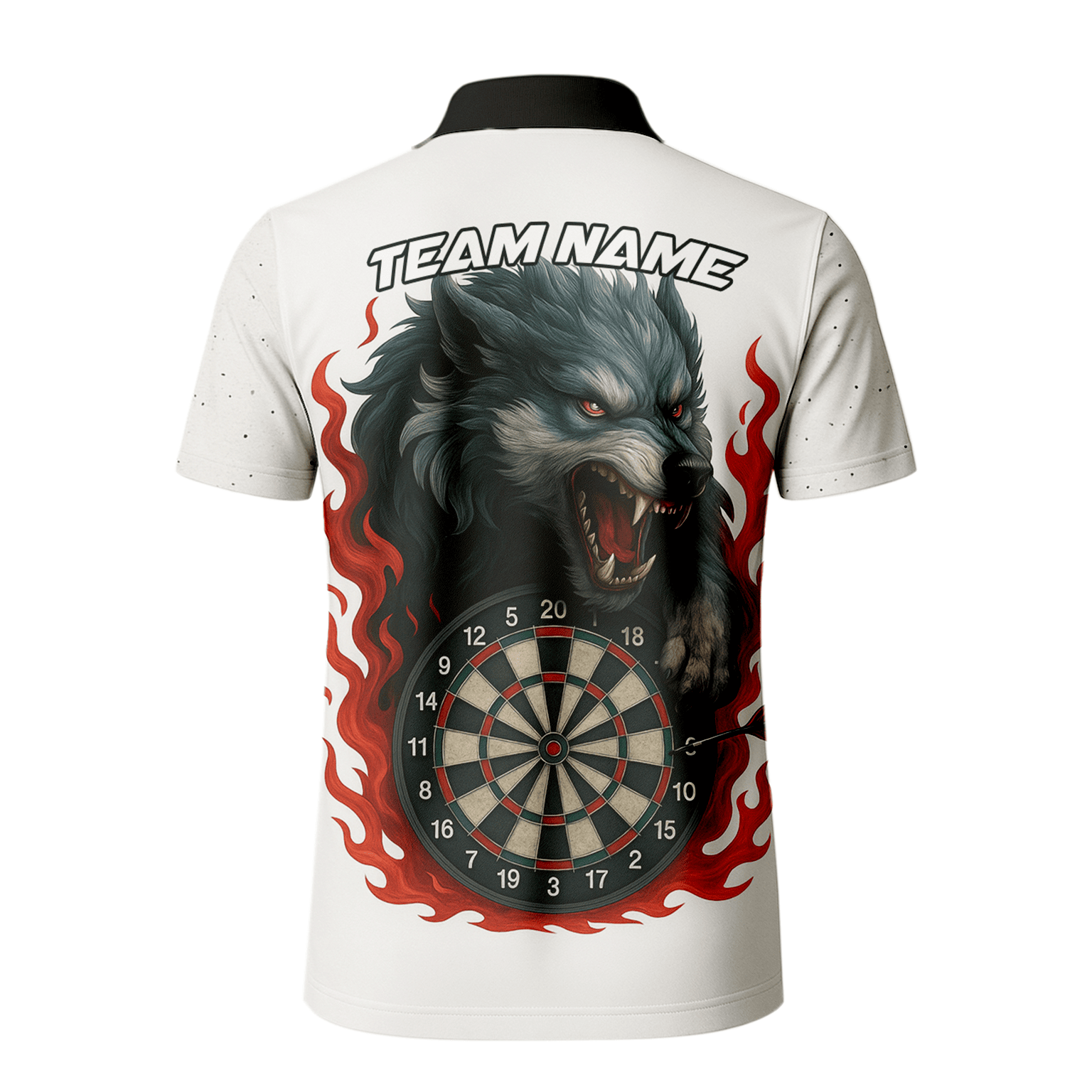 Personalized Roaring Wolf Fire Flame Dart Polo Shirt White for Men Z8408 additional image 3