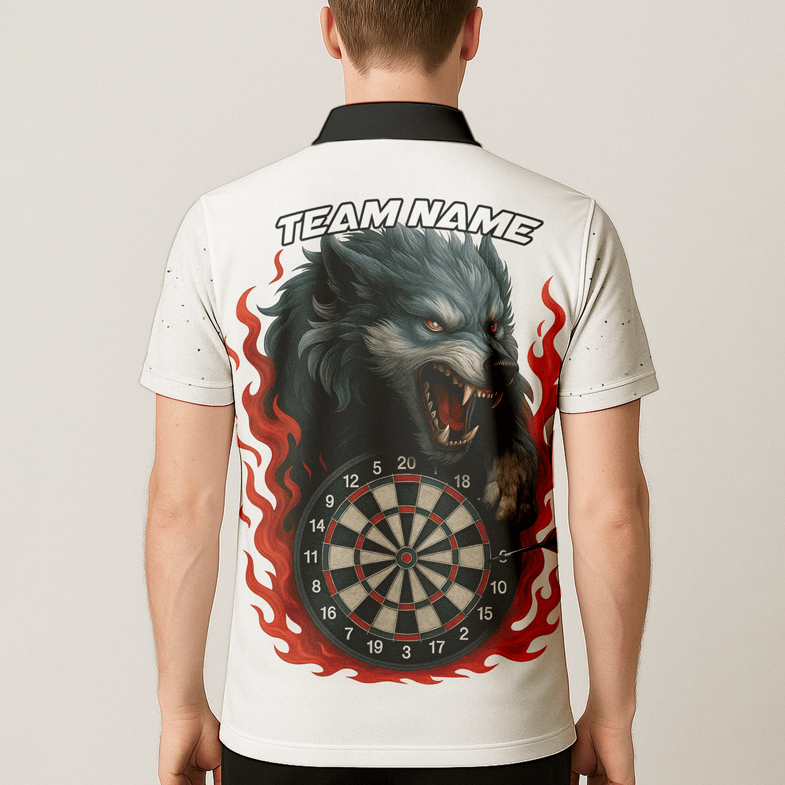 Personalized Roaring Wolf Fire Flame Dart Polo Shirt White for Men Z8408 additional image 5