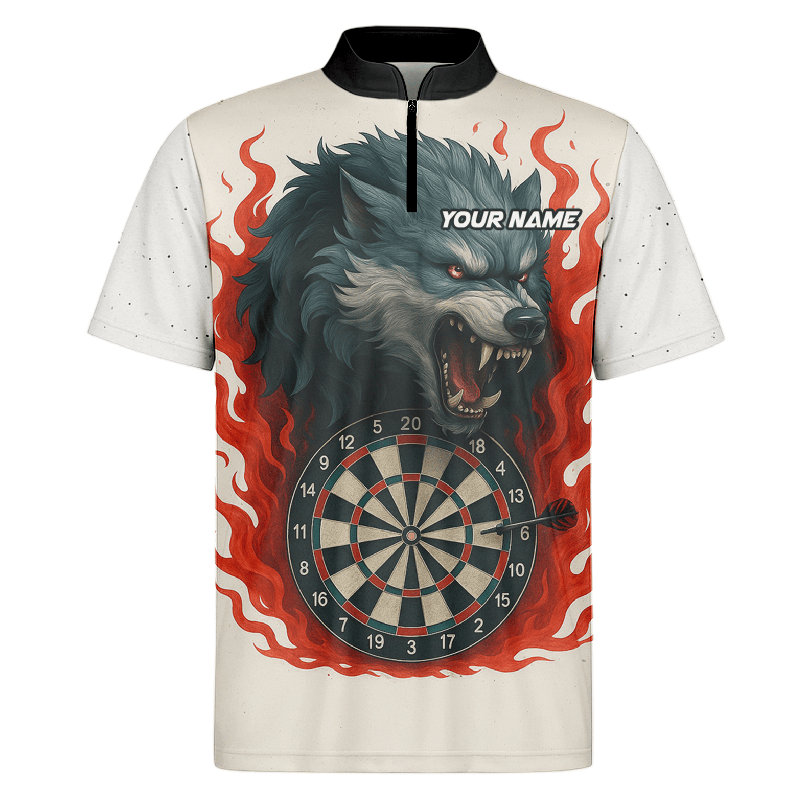 Personalized Roaring Wolf Fire Flame Dart Polo Shirt White for Men Z8408 additional image 6