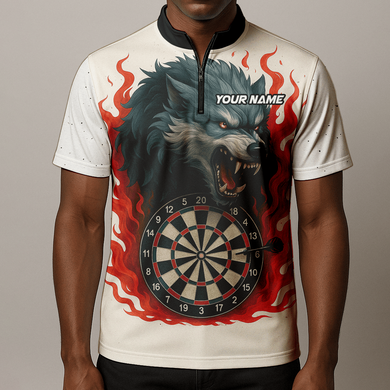Personalized Roaring Wolf Fire Flame Dart Polo Shirt White for Men Z8408 additional image 8