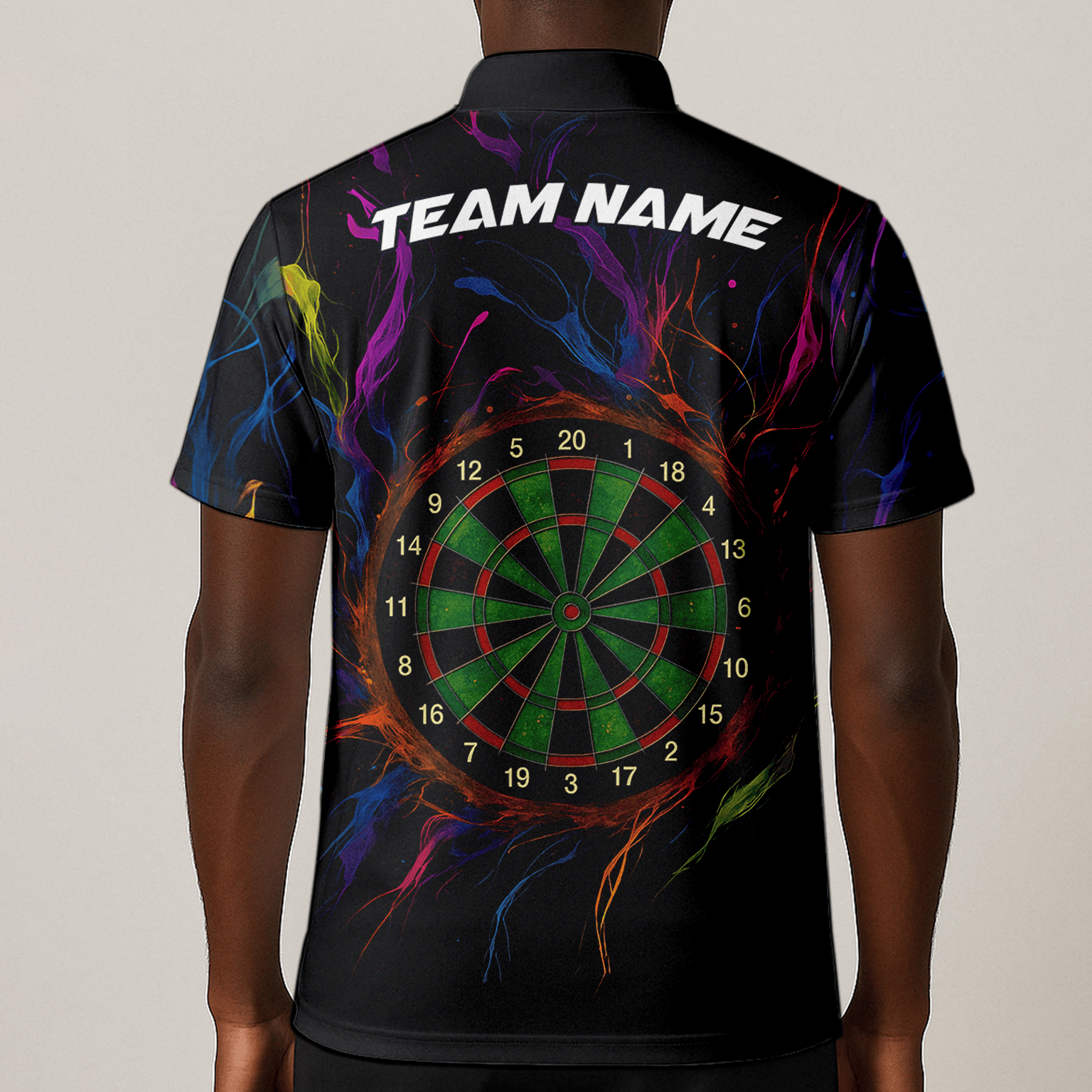 Personalized Black Rainbow Paint Splash Dart Polo Shirt For Men E9663 additional image 1