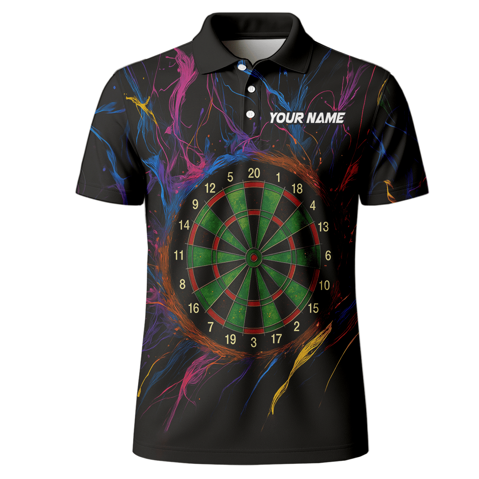 Personalized Black Rainbow Paint Splash Dart Polo Shirt For Men E9663 additional image 2