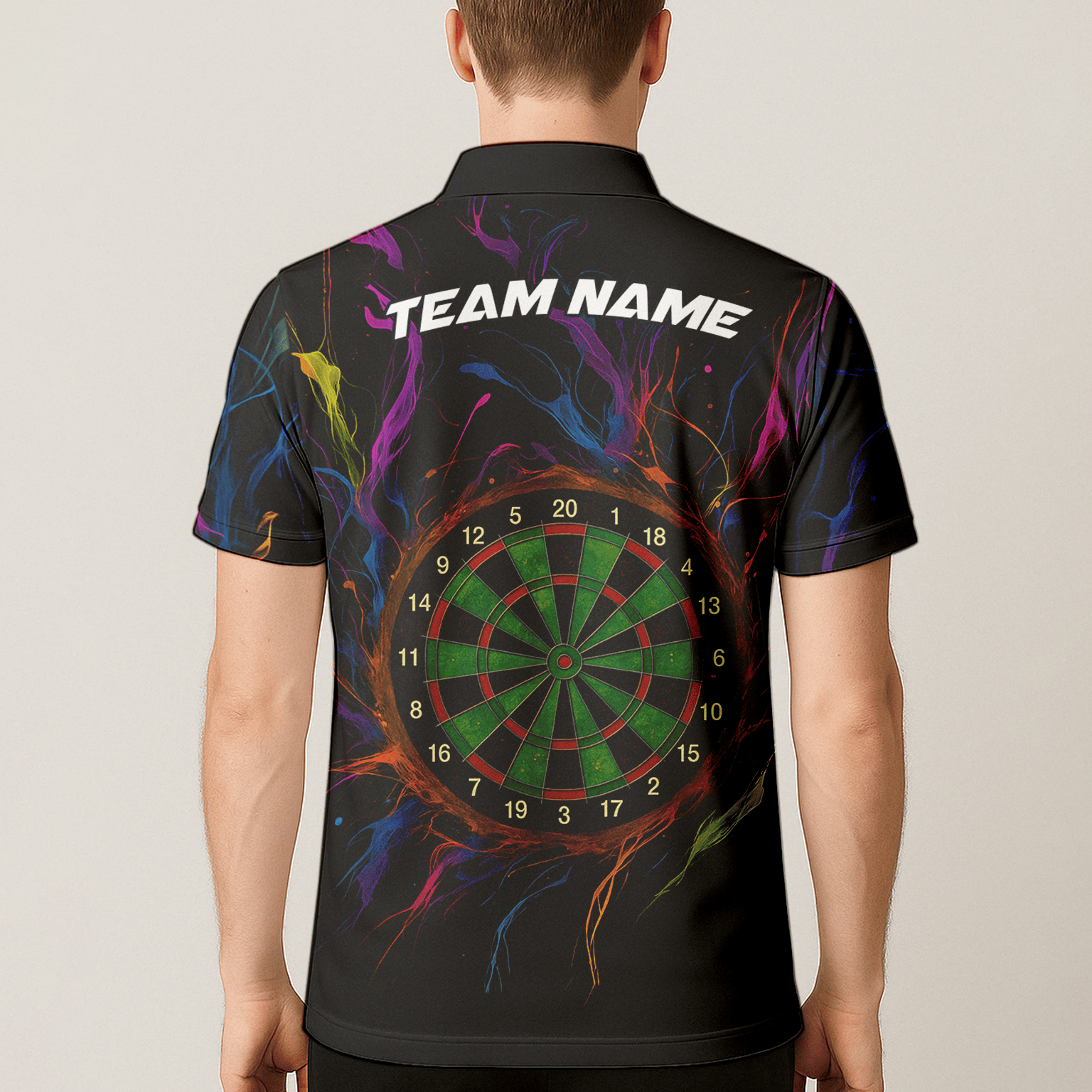 Personalized Black Rainbow Paint Splash Dart Polo Shirt For Men E9663 additional image 5