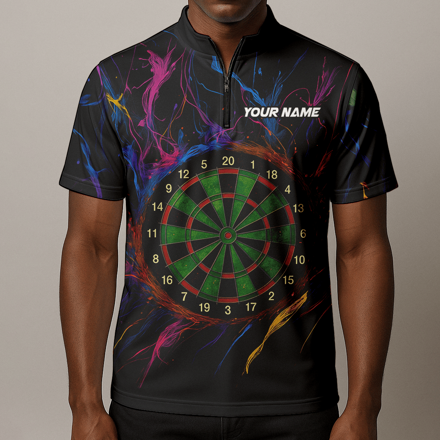 Personalized Black Rainbow Paint Splash Dart Polo Shirt For Men E9663 additional image 8