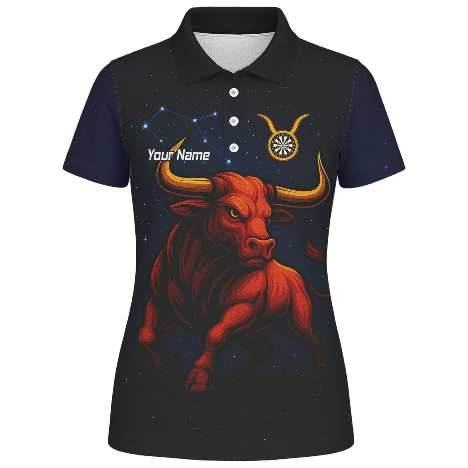 Personalised Taurus Bull Darts Polo Shirt Black Red Gold For Men M5020 additional image 1