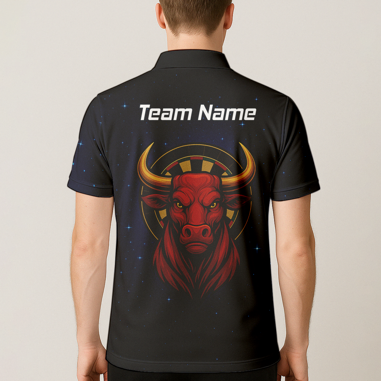 Personalised Taurus Bull Darts Polo Shirt Black Red Gold For Men M5020 additional image 5