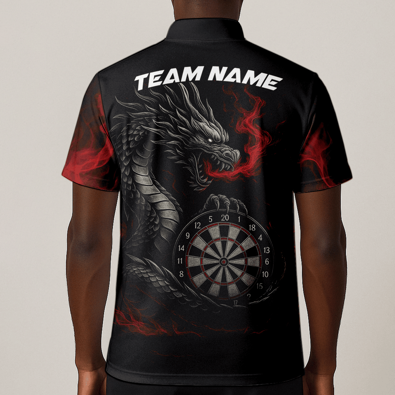 Personalized Fire Dragon Dart Polo Shirt Black Red For Men B3964 additional image 1