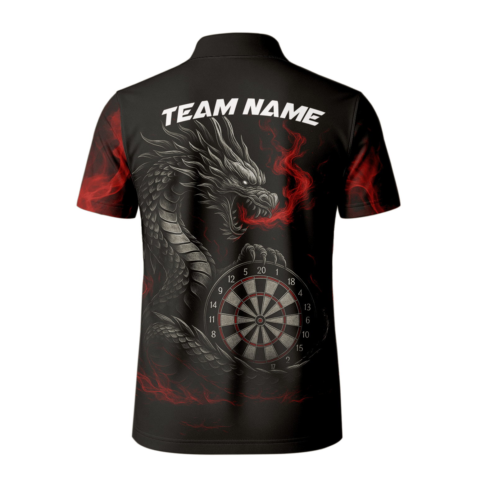 Personalized Fire Dragon Dart Polo Shirt Black Red For Men B3964 additional image 3