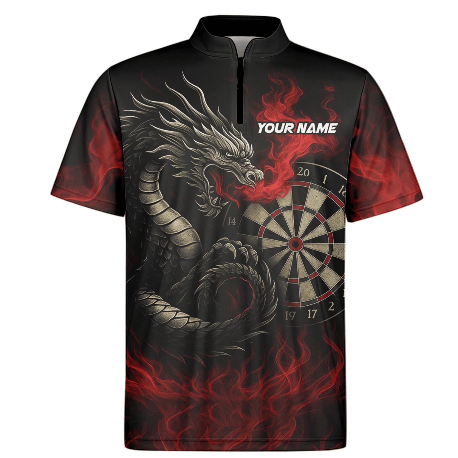 Personalized Fire Dragon Dart Polo Shirt Black Red For Men B3964 additional image 6