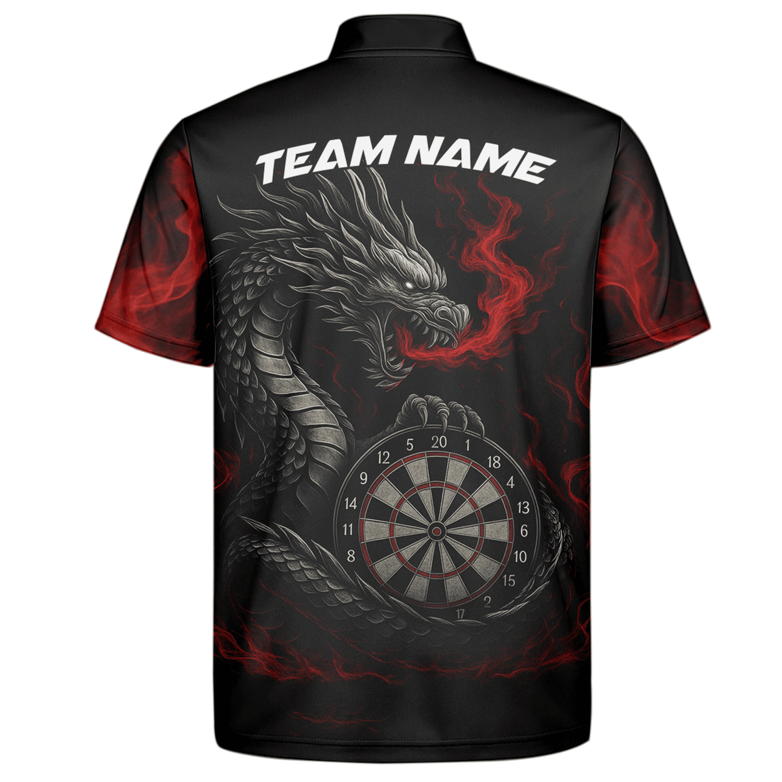Personalized Fire Dragon Dart Polo Shirt Black Red For Men B3964 additional image 7