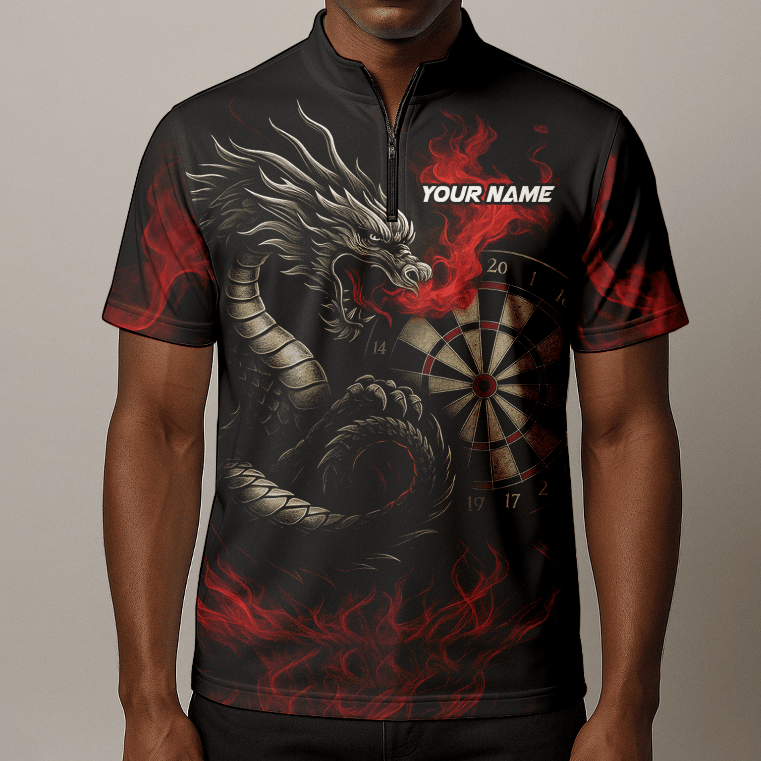 Personalized Fire Dragon Dart Polo Shirt Black Red For Men B3964 additional image 8