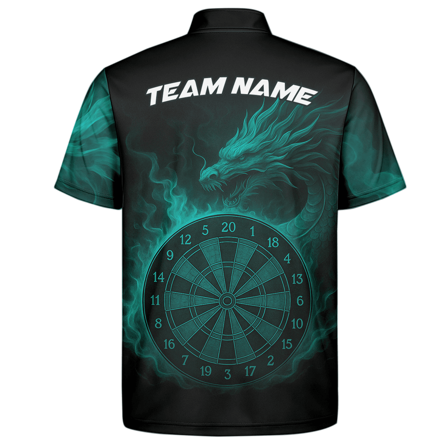 Custom Dragon Teal Flames Dart Polo Shirt Black For Men Z1928 additional image 7