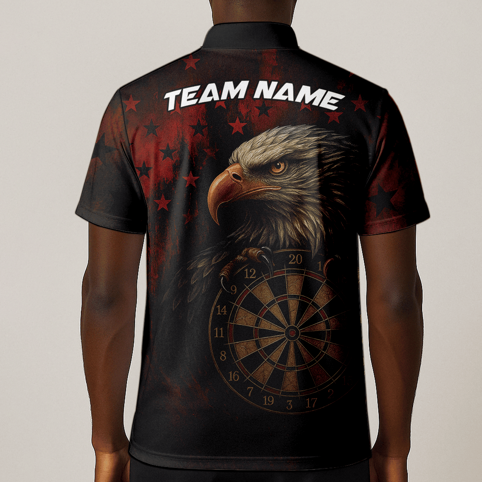 Personalized Eagle Stars Darts Polo Shirt Red Black for Men E4591 additional image 1
