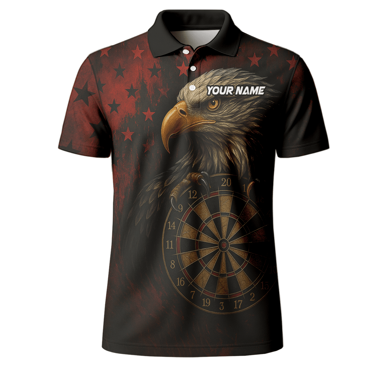 Personalized Eagle Stars Darts Polo Shirt Red Black for Men E4591 additional image 2