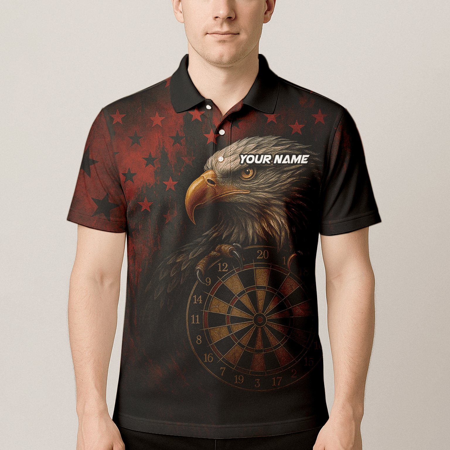 Personalized Eagle Stars Darts Polo Shirt Red Black for Men E4591 additional image 4