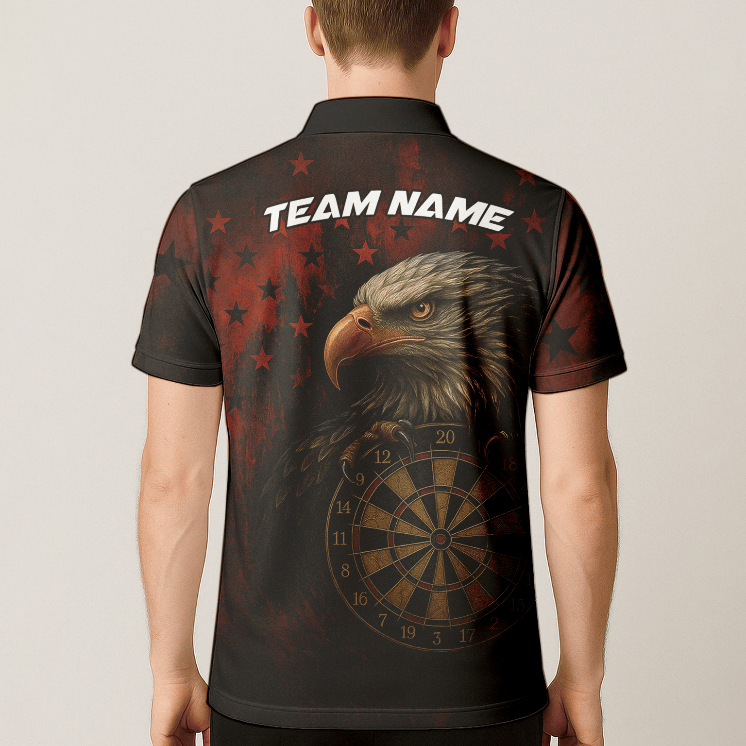 Personalized Eagle Stars Darts Polo Shirt Red Black for Men E4591 additional image 5