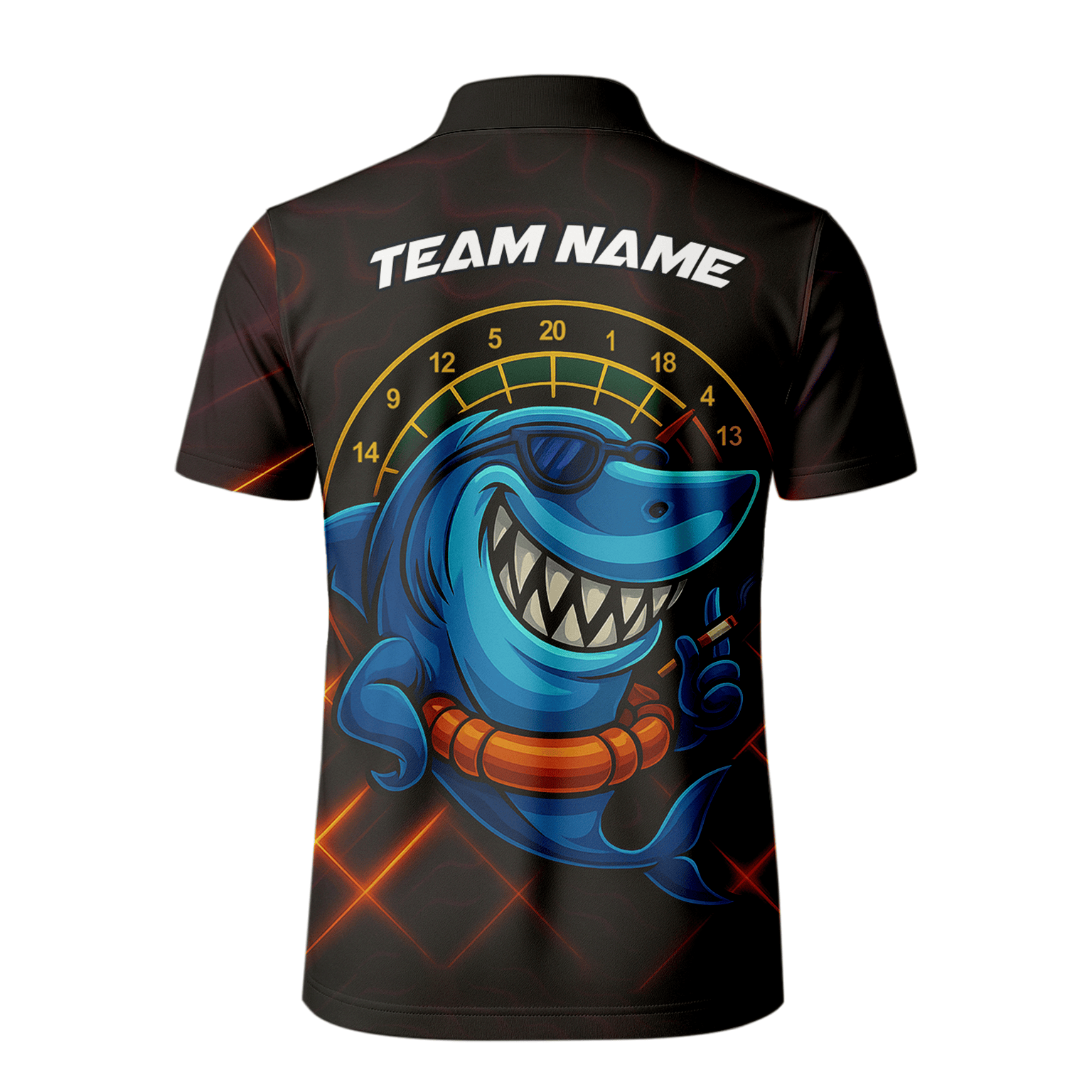 Personalized Cartoon Shark Dart Jersey Custom Name Team Polo Shirt Black Blue For Men L1234 additional image 3