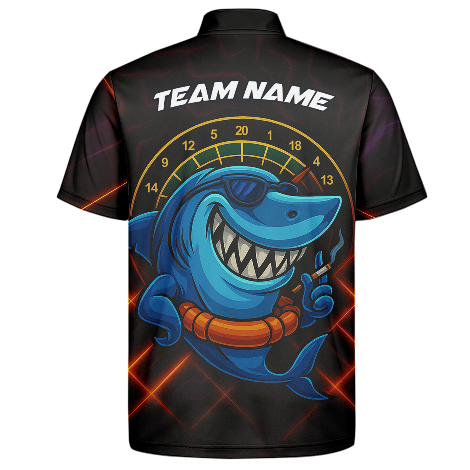 Personalized Cartoon Shark Dart Jersey Custom Name Team Polo Shirt Black Blue For Men L1234 additional image 7
