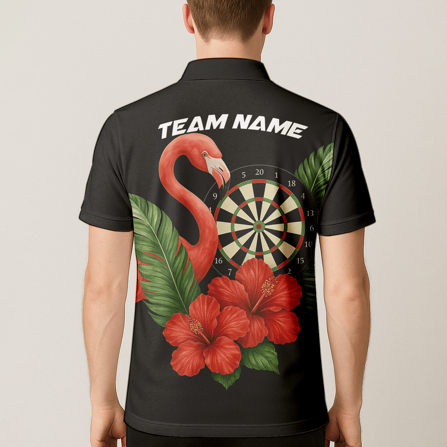 Personalized Flamingo Tropical Darts Polo Shirt Red Hibiscus Black For Men V4228 additional image 5