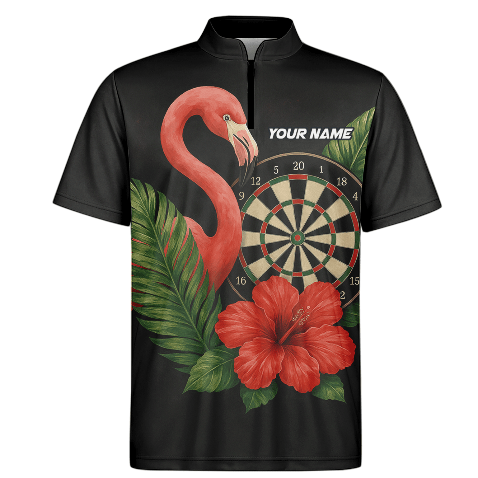 Personalized Flamingo Tropical Darts Polo Shirt Red Hibiscus Black For Men V4228 additional image 6