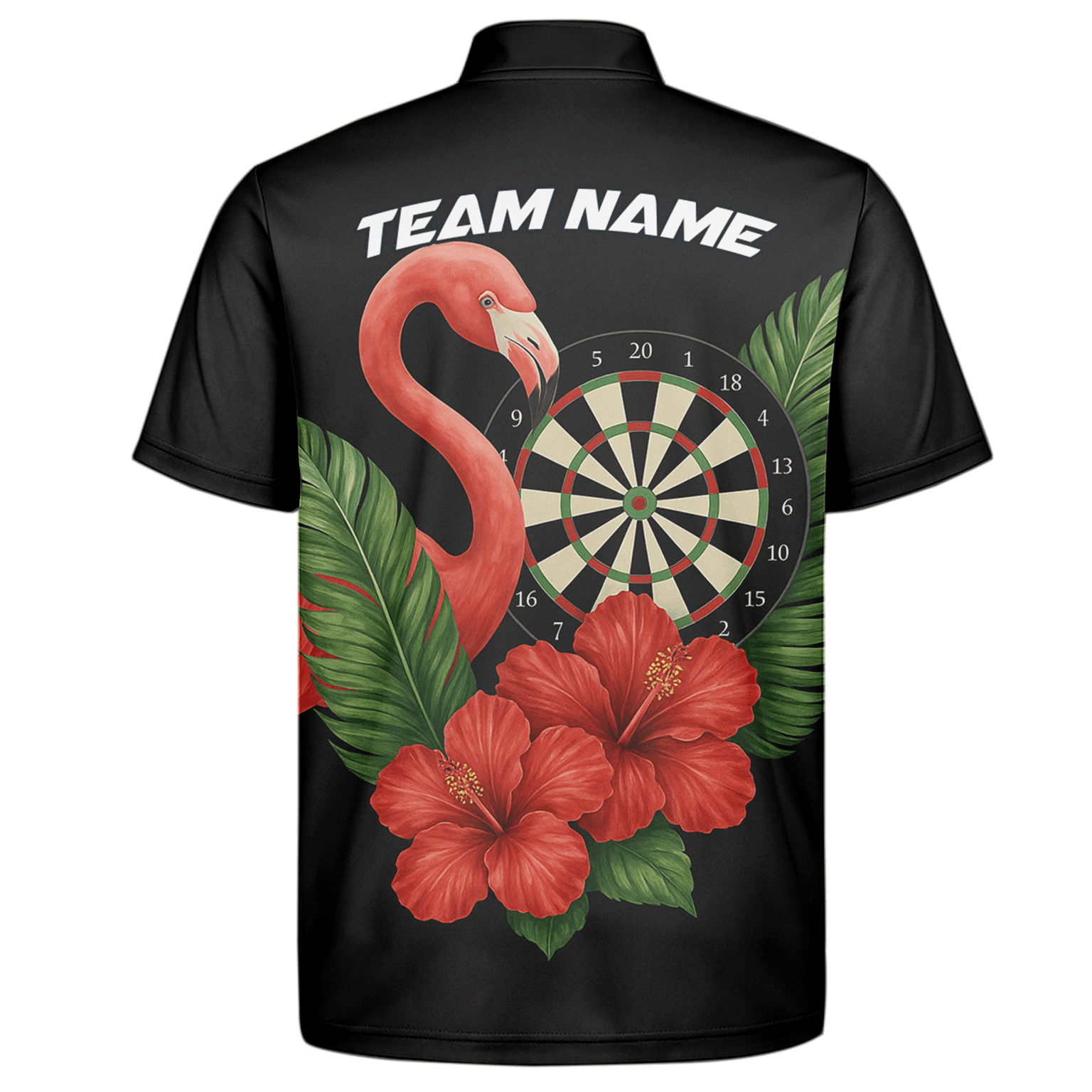 Personalized Flamingo Tropical Darts Polo Shirt Red Hibiscus Black For Men V4228 additional image 7