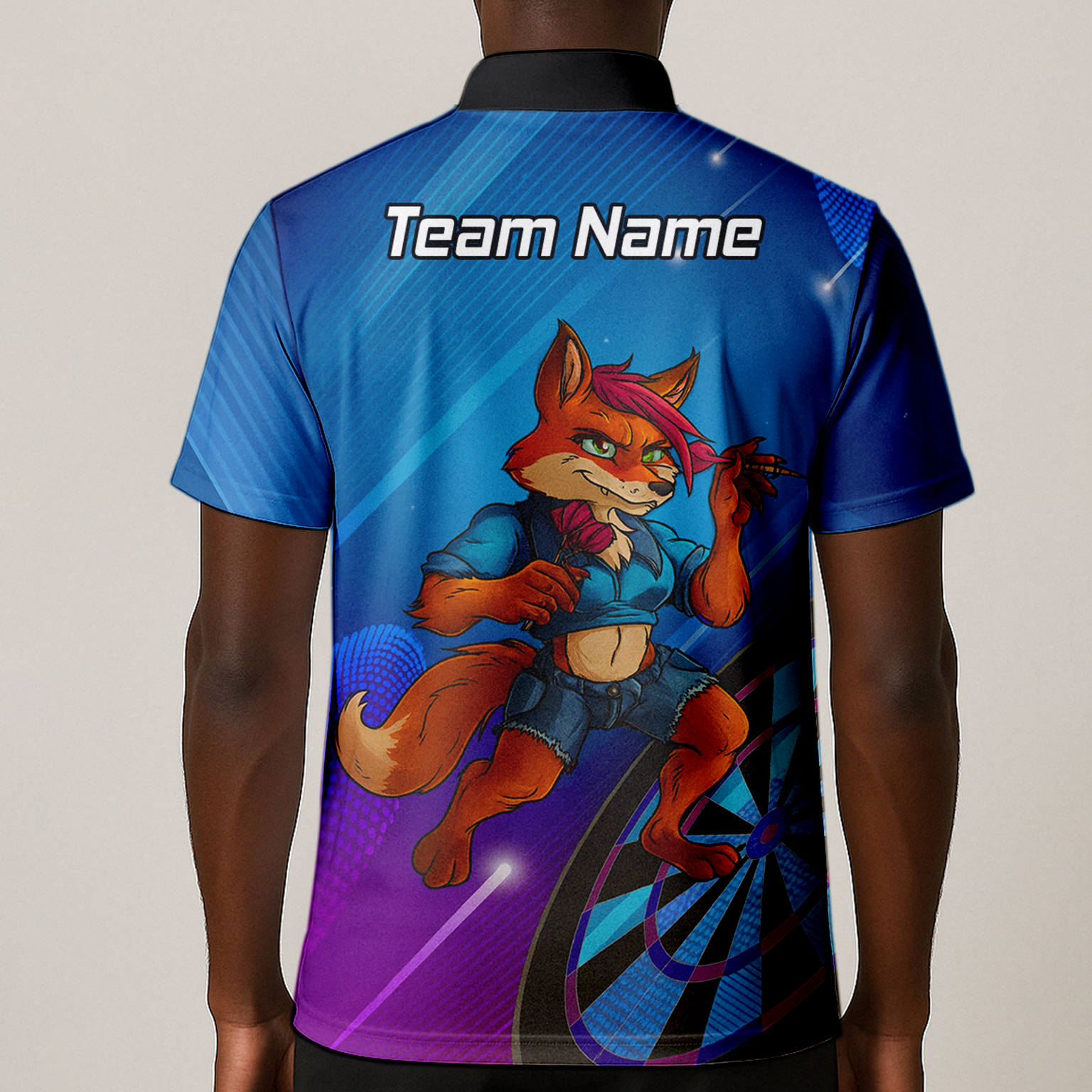 Personalised Gaming Fox Dart Polo Shirt Blue Purple For Men C8269 additional image 1