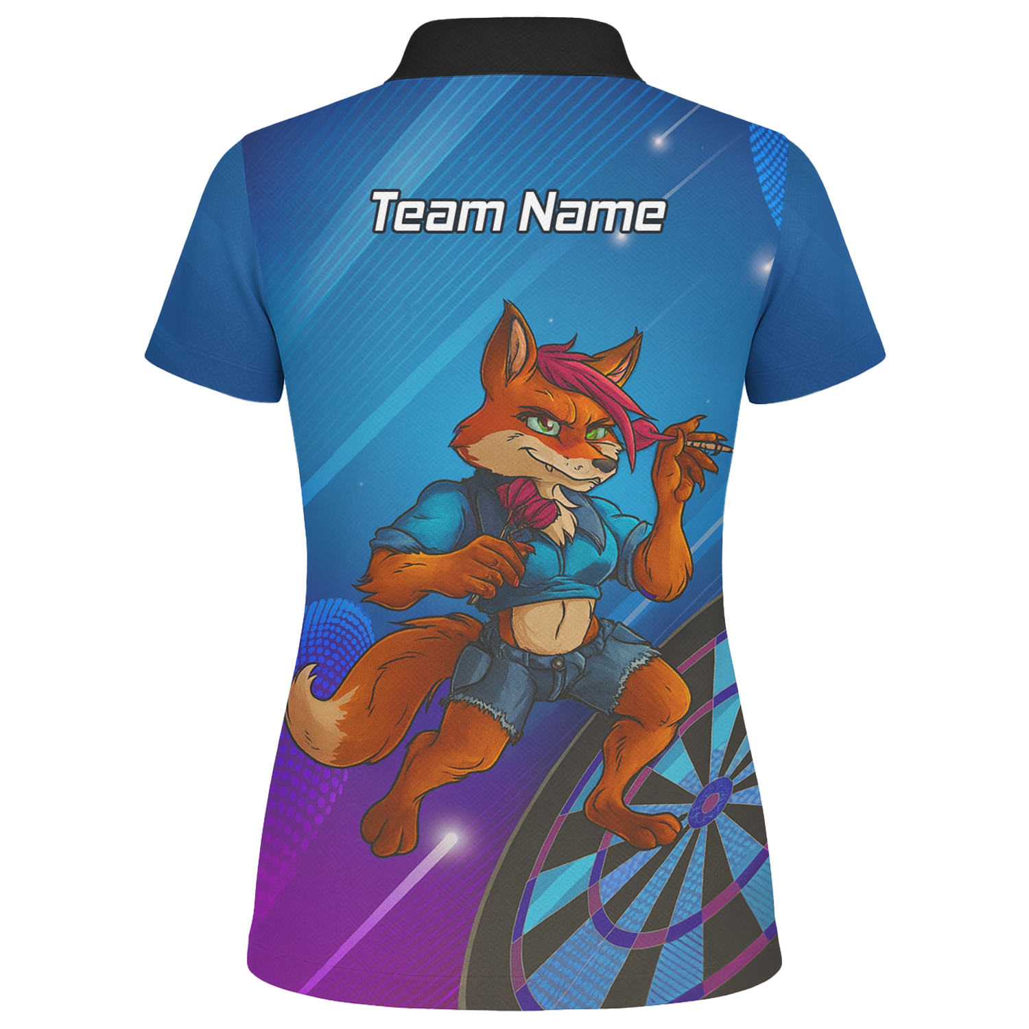 Personalised Gaming Fox Dart Polo Shirt Blue Purple For Men C8269 additional image 2