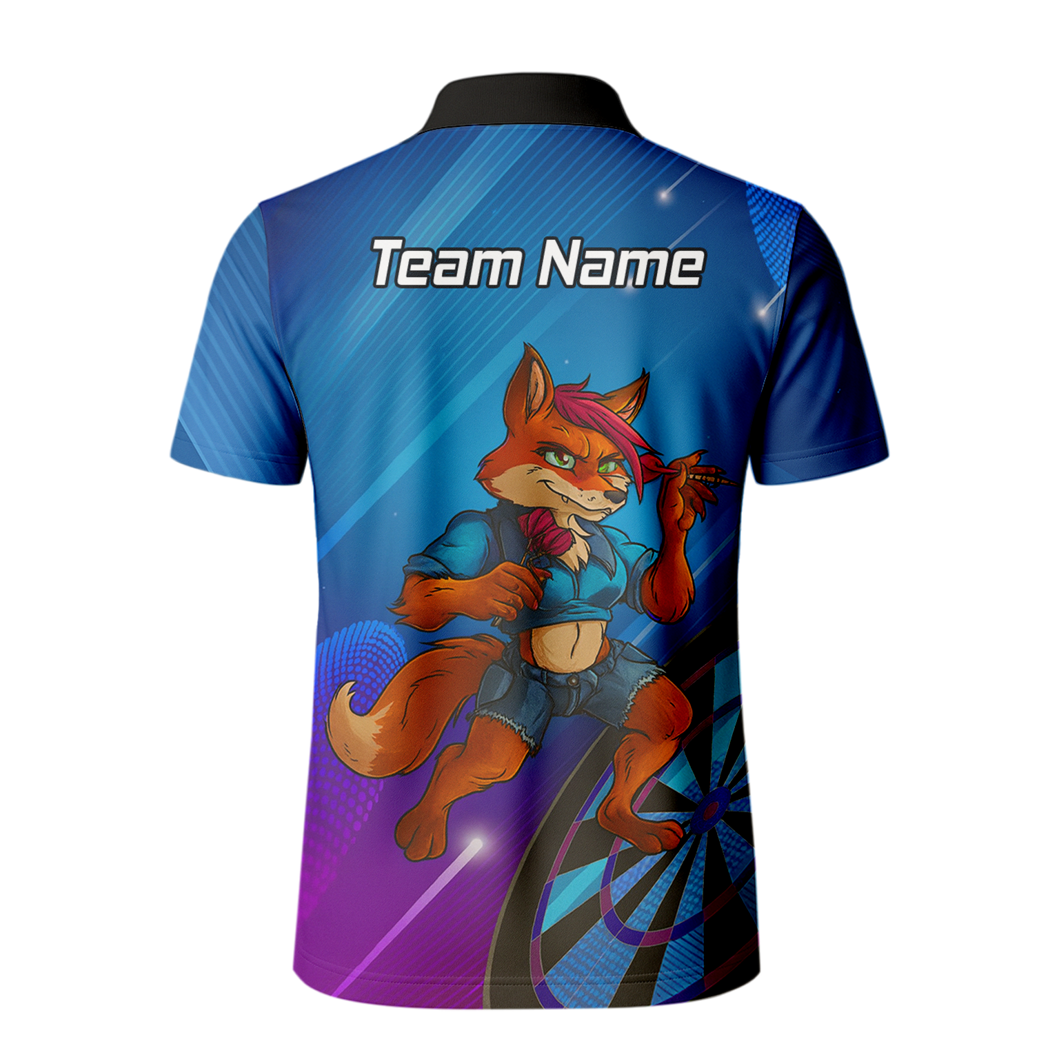 Personalised Gaming Fox Dart Polo Shirt Blue Purple For Men C8269 additional image 3