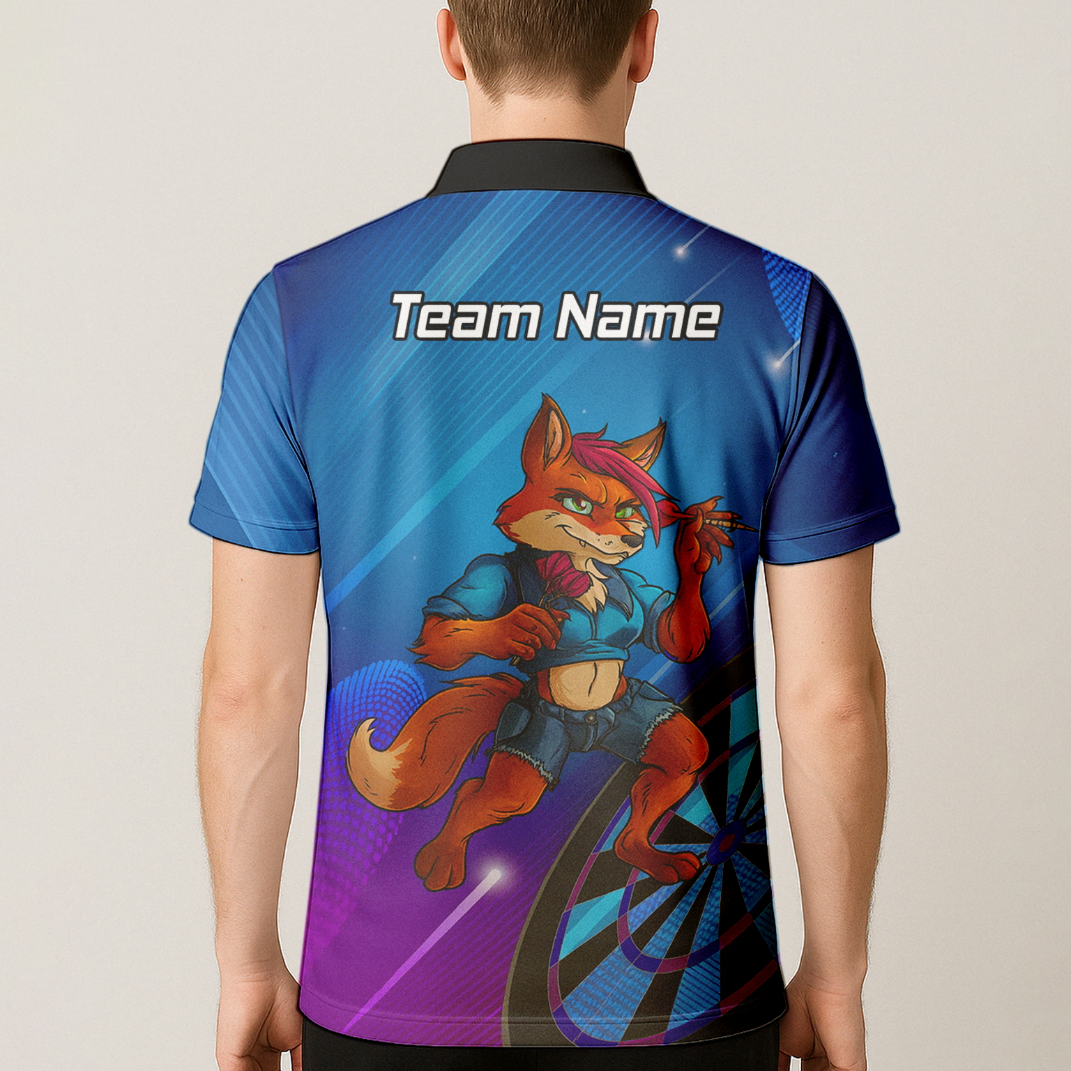 Personalised Gaming Fox Dart Polo Shirt Blue Purple For Men C8269 additional image 5