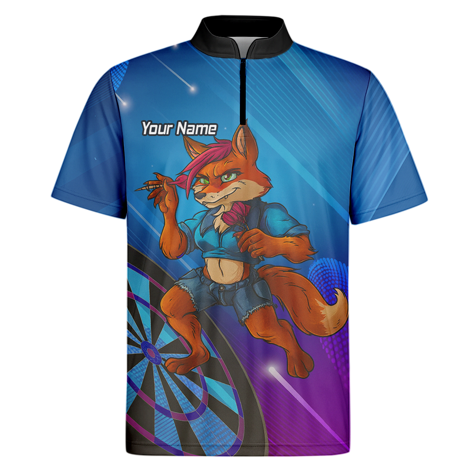 Personalised Gaming Fox Dart Polo Shirt Blue Purple For Men C8269 additional image 6