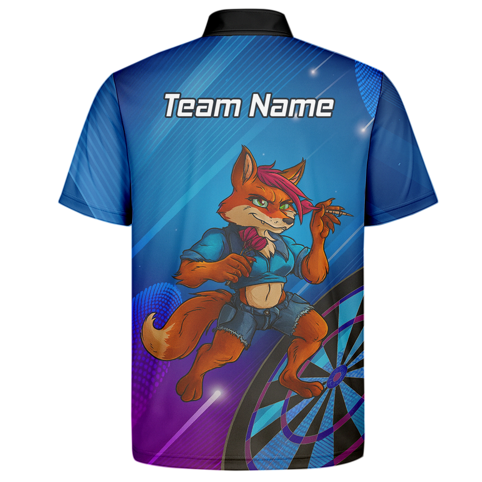 Personalised Gaming Fox Dart Polo Shirt Blue Purple For Men C8269 additional image 7