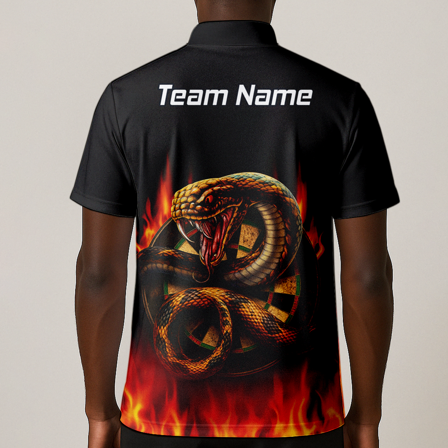 Personalised Cobra Snake Fire Darts Polo Shirt Black Red For Men G4939 additional image 1