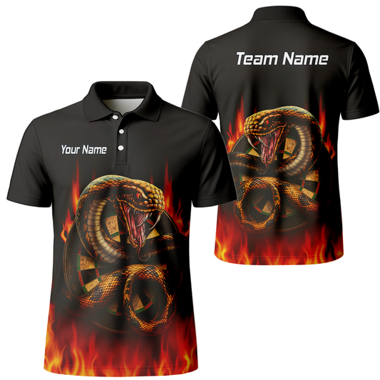 Personalised Cobra Snake Fire Darts Polo Shirt Black Red For Men G4939 main image - polo No