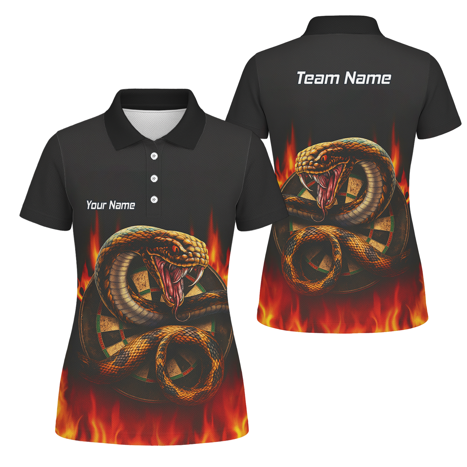Personalised Cobra Snake Fire Darts Polo Shirt Black Red For Men G4939 main image - polo No