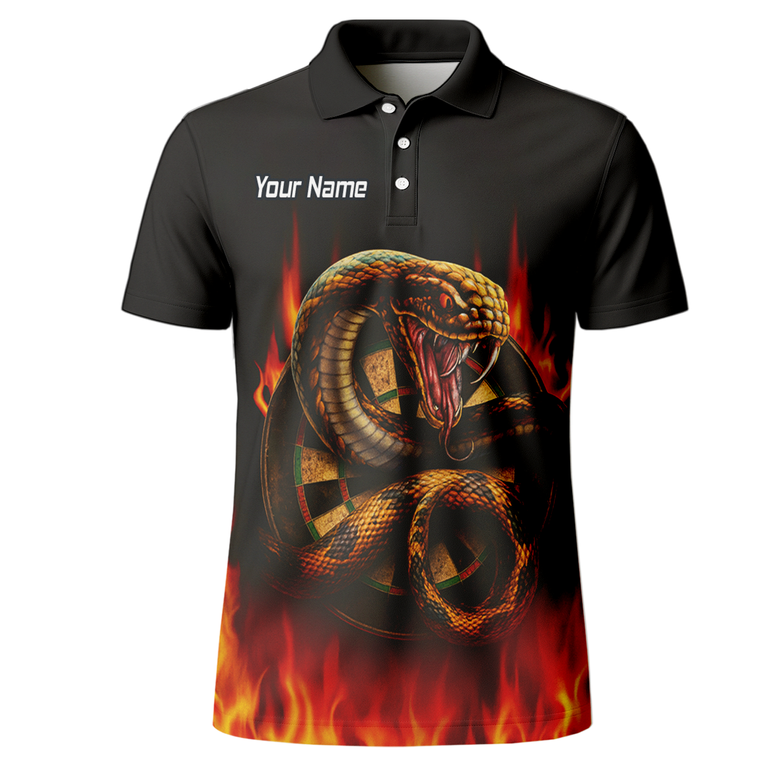 Personalised Cobra Snake Fire Darts Polo Shirt Black Red For Men G4939 additional image 2