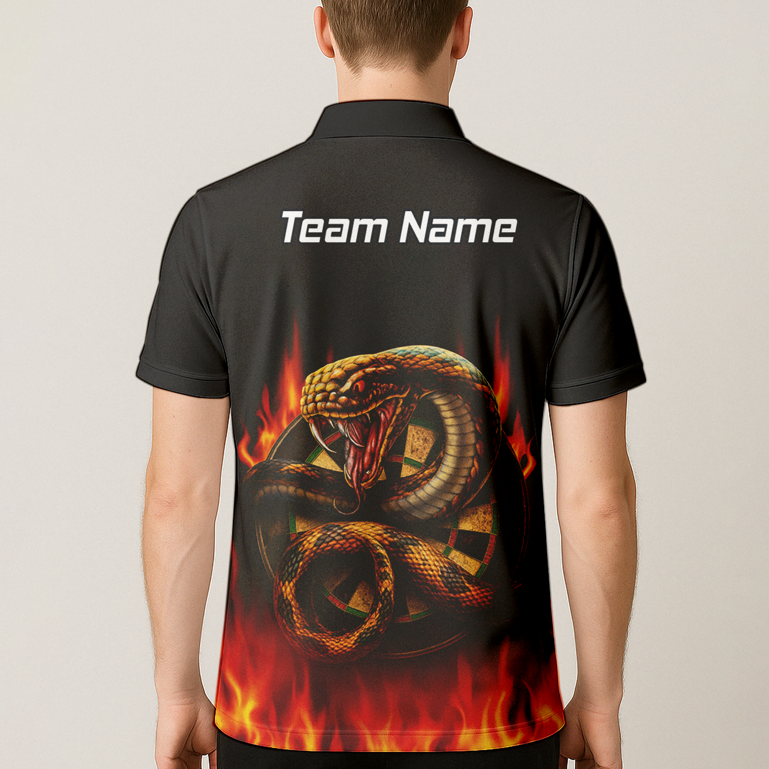 Personalised Cobra Snake Fire Darts Polo Shirt Black Red For Men G4939 additional image 5