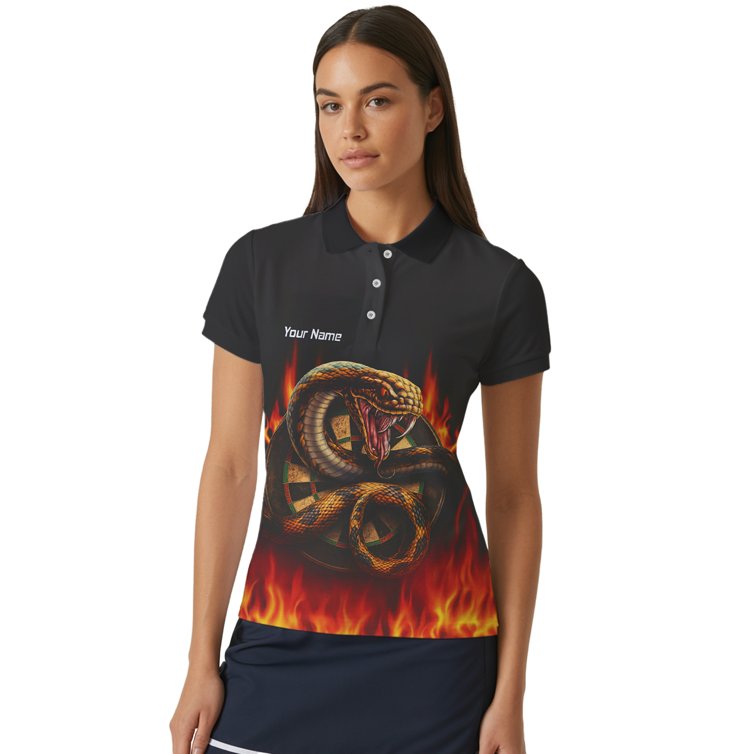 Personalised Cobra Snake Fire Darts Polo Shirt Black Red For Men G4939 additional image 4