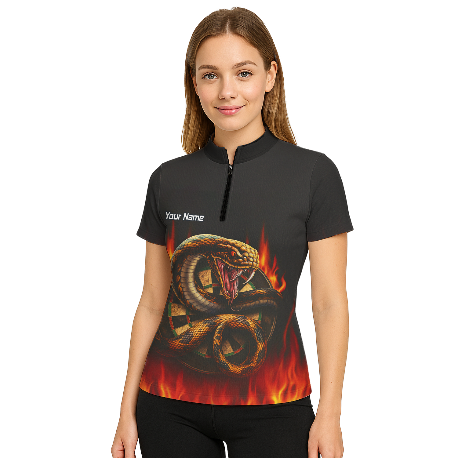 Personalised Cobra Snake Fire Darts Polo Shirt Black Red For Men G4939 additional image 5