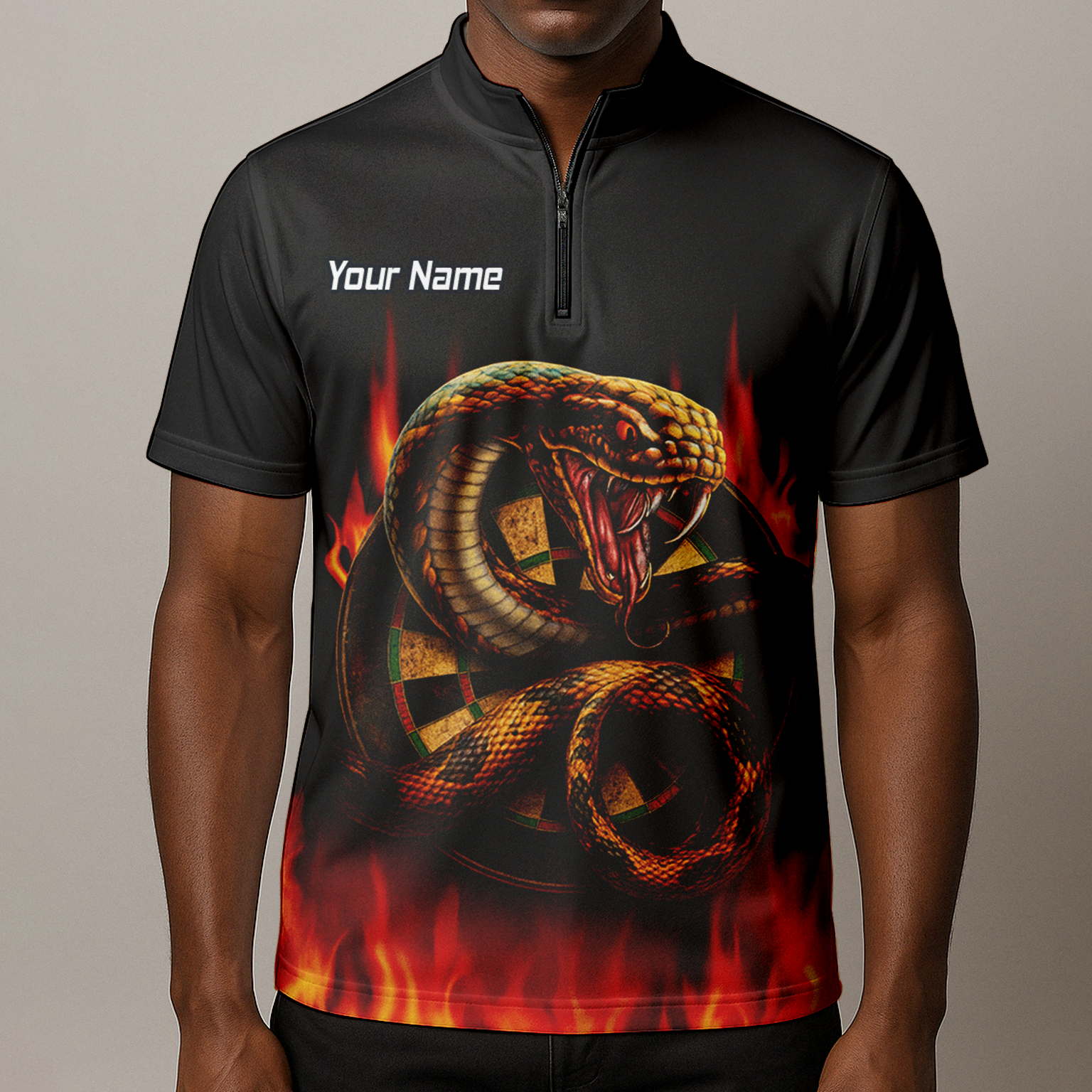 Personalised Cobra Snake Fire Darts Polo Shirt Black Red For Men G4939 additional image 8