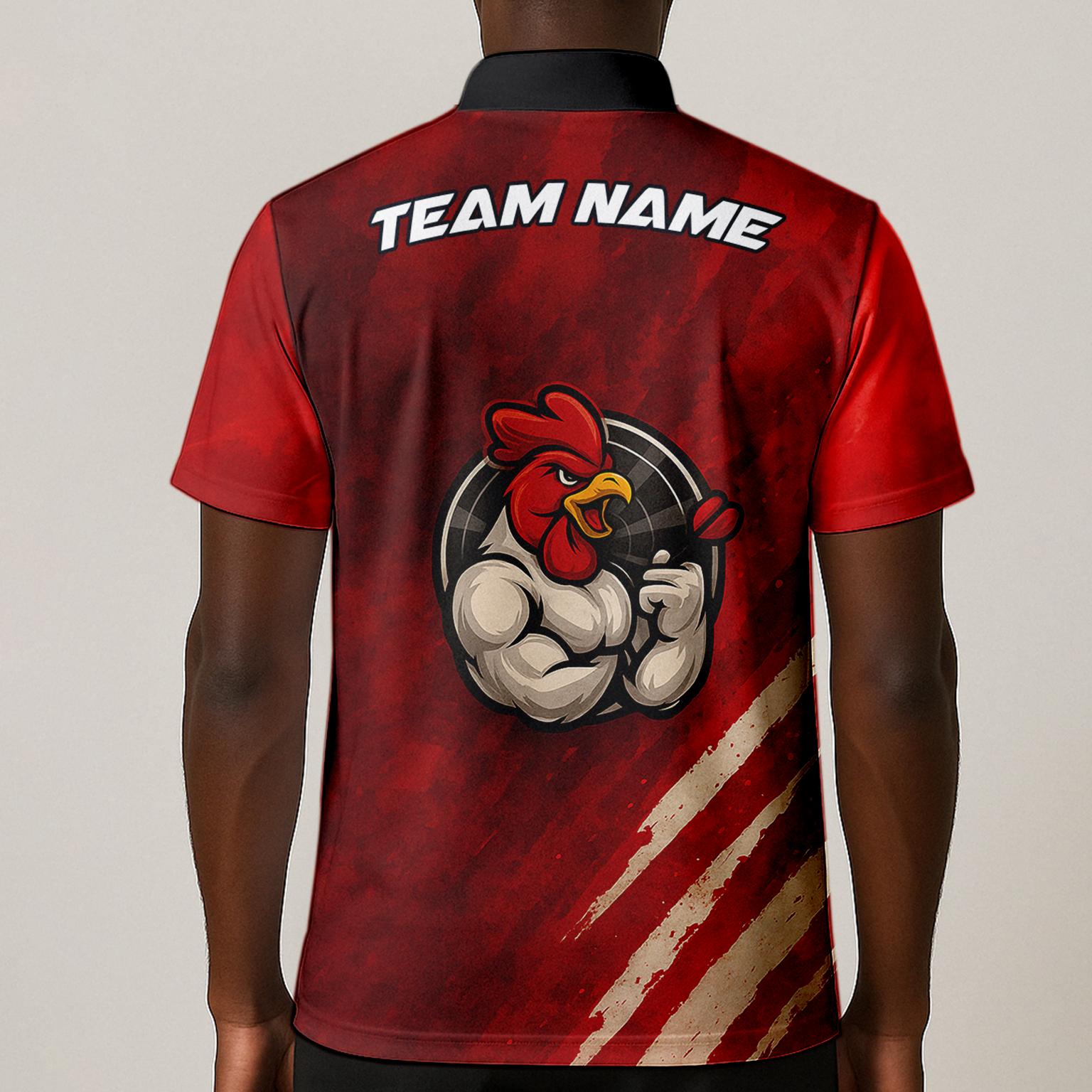 Personalized Funny Rooster Dart Polo Shirt Custom Team Name Red